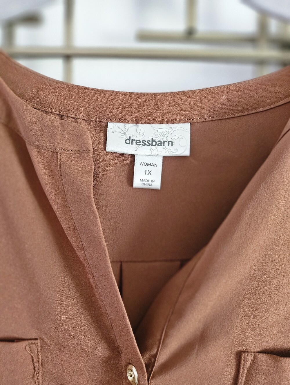 1X- dressbarn- Rust-Tone Utility Button Henley Tunic - Picture 4 of 6